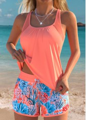 Tummy Coverage Mid Waisted Marine Life Print Tankini Set | thumb picture 