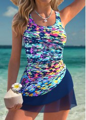 Tummy Coverage Graffiti Print Multi Color One Piece Swimdress | thumb picture 