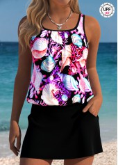 Sun Protection Mid Waisted Marine Life Print Tankini Set
