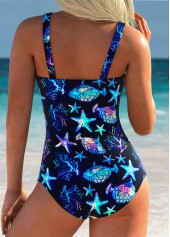 Marine Life Print Black One Piece Swimwear | thumb picture 