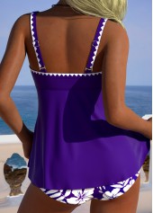 Tummy Coverage Mid Waisted Floral Print Purple Tankini Set | thumb picture 