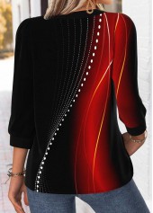 Red Tummy Coverage Ombre 3/4 Sleeve Round Neck Blouse | thumb picture 