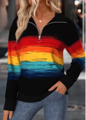 Multi Color Tummy Coverage Long Sleeve Sweatshirt
