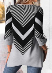 Light Grey Marl Tummy Coverage Geometric Print Blouse | thumb picture 