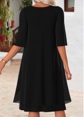 Black Tummy Coverage Floral Print Half Sleeve Dress | thumb picture 