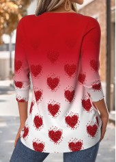 Red Tummy Coverage Heart Print Long Sleeve T Shirt | thumb picture 