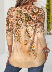Yellow Tummy Coverage Floral Print Long Sleeve T Shirt | thumb picture 
