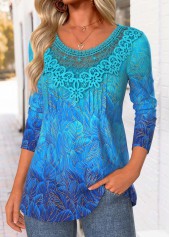 Sky Blue Tummy Coverage Ombre Long Sleeve T Shirt | thumb picture 