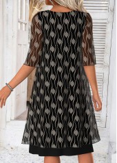 Black Tummy Coverage Geometric Print Half Sleeve Dress | thumb picture 