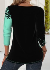 Mint Green Floral Print Long Sleeve T Shirt | thumb picture 