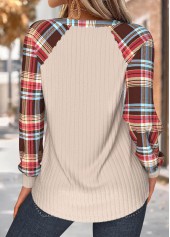 Light Camel Tummy Coverage Plaid Long Sleeve Sweatshirt | thumb picture 