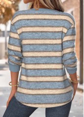 Dusty Blue Tummy Coverage Multi Stripe Print Sweatshirt | thumb picture 