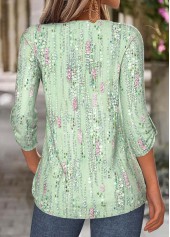 Light Green Tummy Coverage Long Sleeve V Neck Blouse | thumb picture 