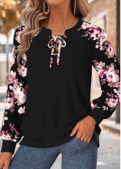 Light Pink Tummy Coverage Floral Print Long Sleeve Sweatshirt | thumb picture 