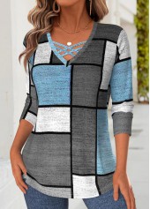 Multi Color Tummy Coverage Geometric Print T Shirt | thumb picture 