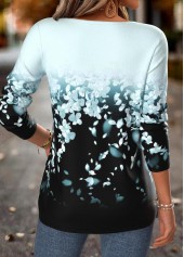 Light Blue Tummy Coverage Floral Print T Shirt | thumb picture 