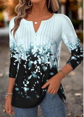 Light Blue Tummy Coverage Floral Print T Shirt | thumb picture 
