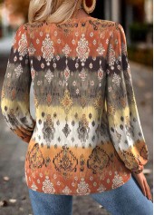 Multi Color Tummy Coverage Tribal Print Long Sleeve Blouse | thumb picture 
