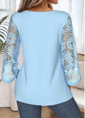 Light Blue Tummy Coverage 3/4 Sleeve Round Neck Blouse | thumb picture 