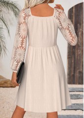 Beige Tummy Coverage Long Sleeve V Neck Dress | thumb picture 