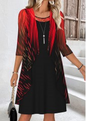 Black Tummy Coverage Ombre 3/4 Sleeve Dress and Cardigan | thumb picture 