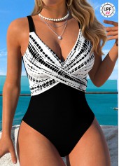 Tummy Coverage Tie Dye Print Black One Piece Swimwear | thumb picture 
