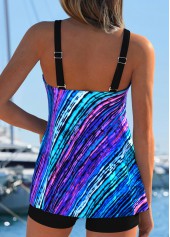 Tummy Coverage Mid Waisted Multi Stripe Print Tankini Top-No Bottom | thumb picture 