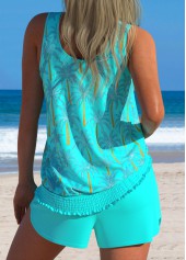 Tummy Coverage Mid Waisted Tropical Plants Print Tankini Set | thumb picture 
