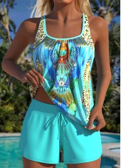 Tummy Coverage Mid Waisted African Tribal Print Tankini Set