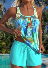 Tummy Coverage Mid Waisted African Tribal Print Tankini Set | thumb picture 