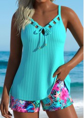 Tummy Coverage Mid Waisted Marine Life Print Tankini Set