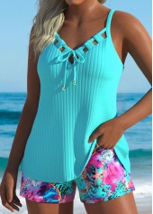 Tummy Coverage Mid Waisted Marine Life Print Tankini Set | thumb picture 