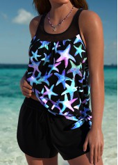Tummy Coverage Mid Waisted Marine Life Print Tankini Set
