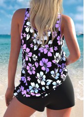 Tummy Coverage Mid Waisted Tropical Plants Print Tankini Set | thumb picture 