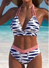 Mid Waisted Marine Life Print White Bikini Set | thumb picture 