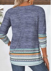 Dusty Blue Tummy Coverage Tribal Print T Shirt | thumb picture 