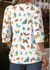 Multi Color Tummy Coverage Animal Print 3/4 Sleeve Blouse | thumb picture 