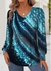 Blue Tummy Coverage Ombre Long Sleeve T Shirt