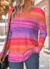 Multi Color Tummy Coverage Ombre Long Sleeve T Shirt | thumb picture 