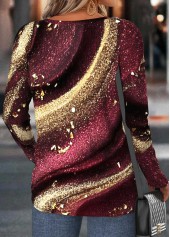 Wine Red Tummy Coverage Ombre Long Sleeve T Shirt | thumb picture 