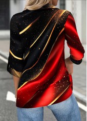 Black Tummy Coverage Dazzle Colorful Print 3/4 Sleeve Shirt | thumb picture 