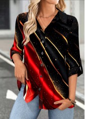 Black Tummy Coverage Dazzle Colorful Print 3/4 Sleeve Shirt | thumb picture 