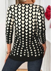 Black Tuck Stitch Ombre Long Sleeve Split Neck Blouse | thumb picture 