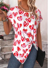 Red Twist Heart Print Short Sleeve T Shirt | thumb picture 