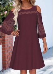 Dark Reddish Purple Tummy Coverage Short 3/4 Sleeve Dress