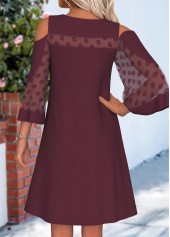 Dark Reddish Purple Tummy Coverage Short 3/4 Sleeve Dress | thumb picture 