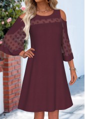 Dark Reddish Purple Tummy Coverage Short 3/4 Sleeve Dress | thumb picture 