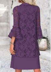 Purple Tummy Coverage 3/4 Sleeve Dress and Cardigan | thumb picture 