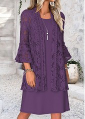 Purple Tummy Coverage 3/4 Sleeve Dress and Cardigan | thumb picture 