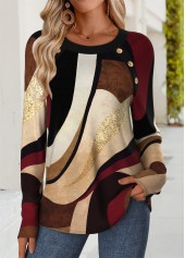 Multi Color Tummy Coverage Striped Long Sleeve T Shirt